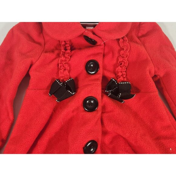 Kids Headquarters Girls Red Fleece Coat Christmas Old Money 2T - Picture 3 of 4